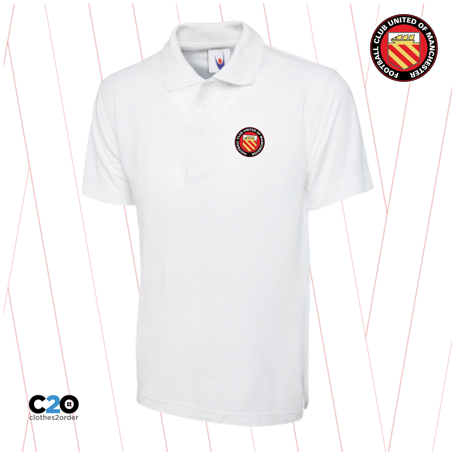 Club Crest Classic Carden Polo - White
