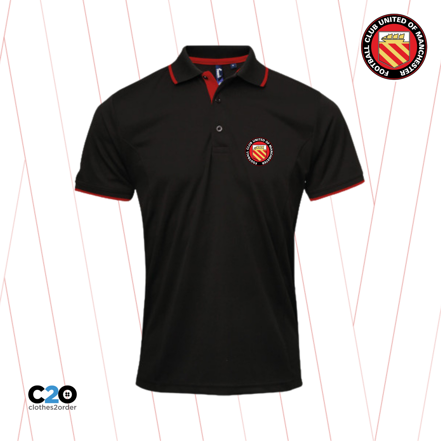 Club Crest Greaves Polo - Black/Red