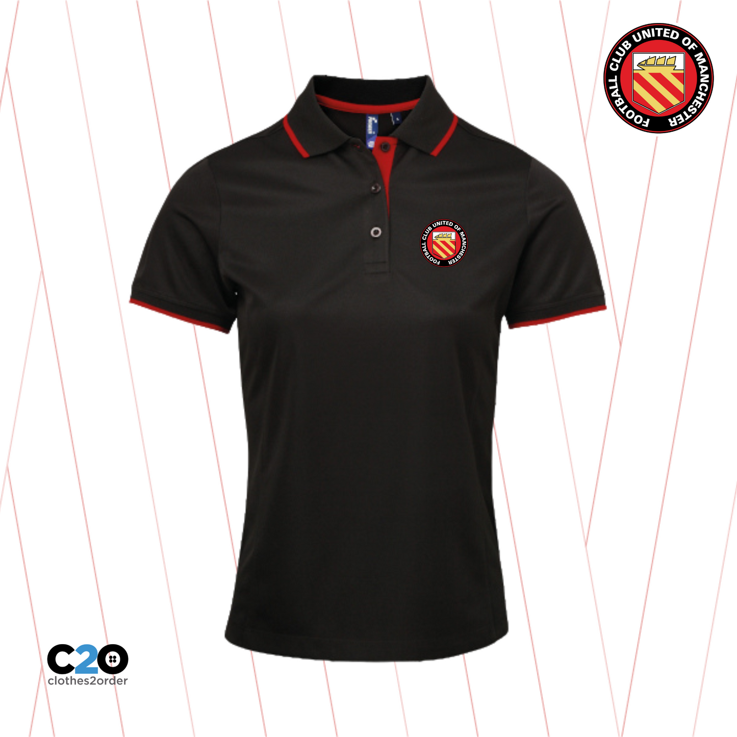 Club Crest Women's Greaves Polo - Black/Red