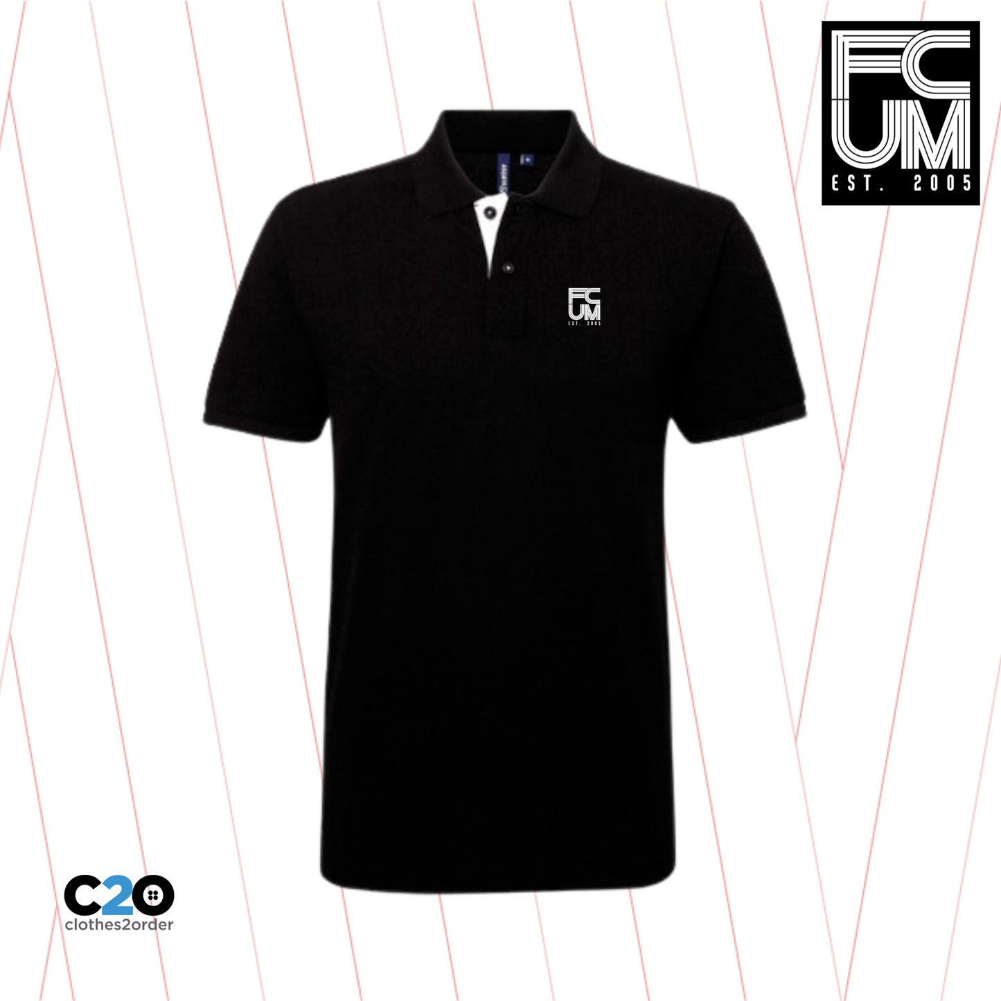 FCUM Classic Terrace Contrast Polo - Black/White