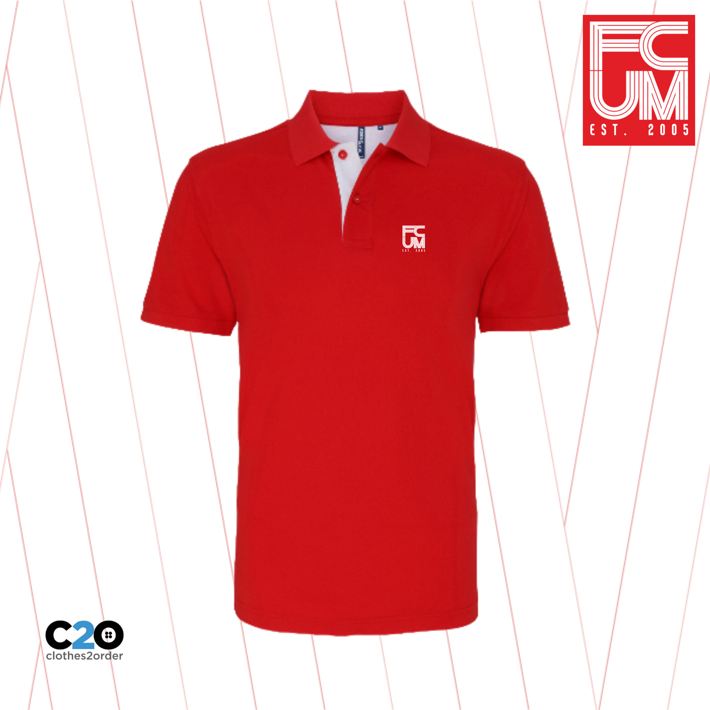 FCUM Classic Terrace Contrast Polo - Red/White