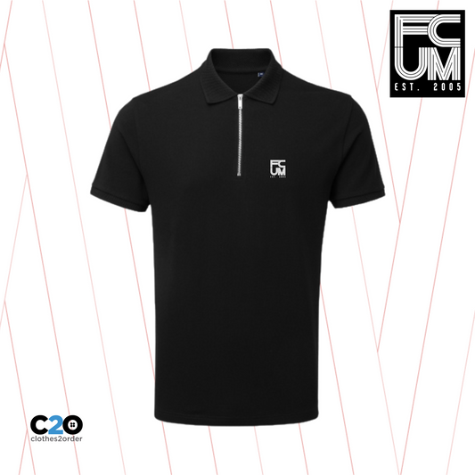 FCUM Classic Terrace Silver Zip Polo - Black with White Logo
