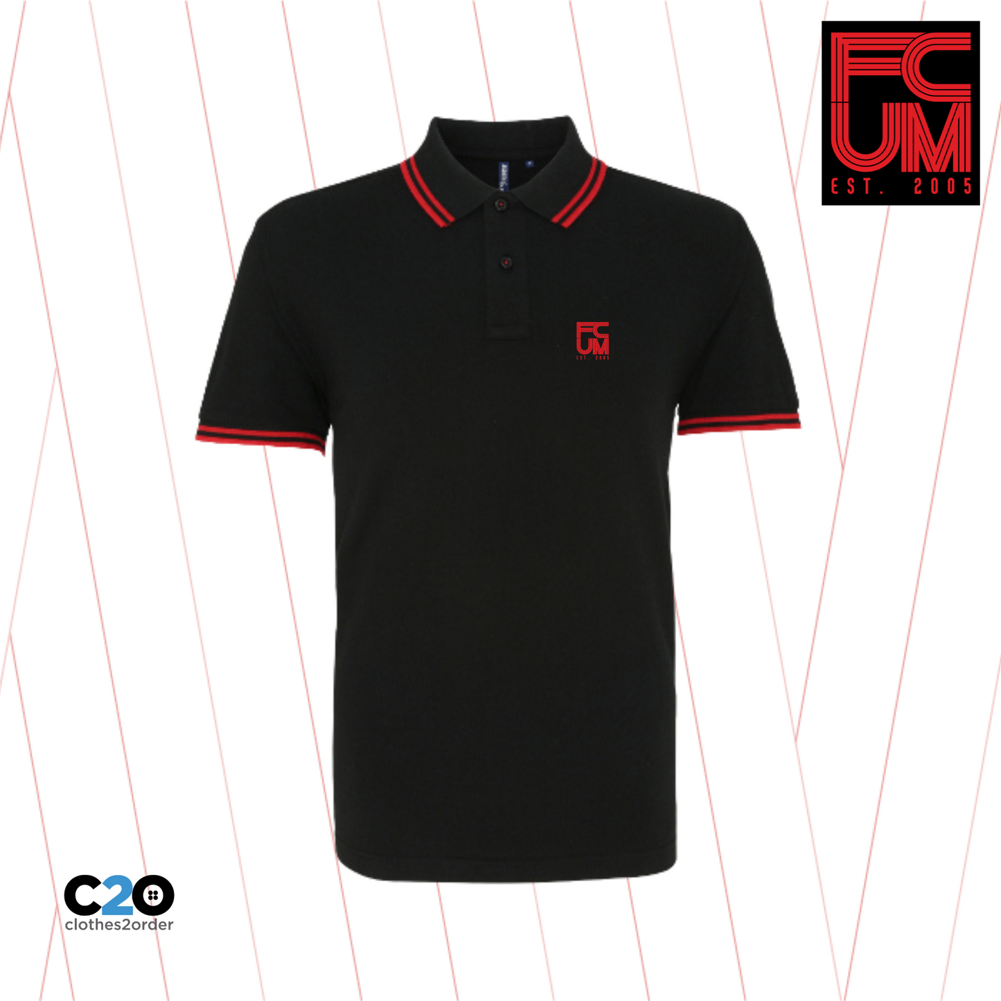 FCUM Classic Terrace Tipped Polo - Black/Red