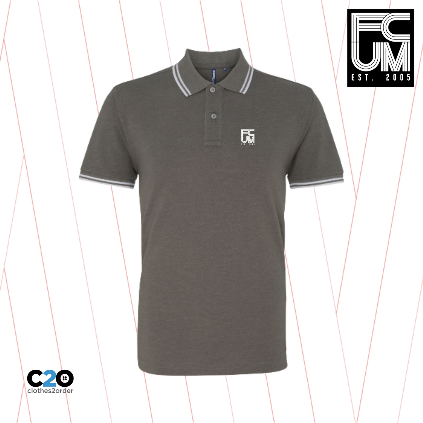 FCUM Classic Terrace Tipped Polo - Charcoal/White