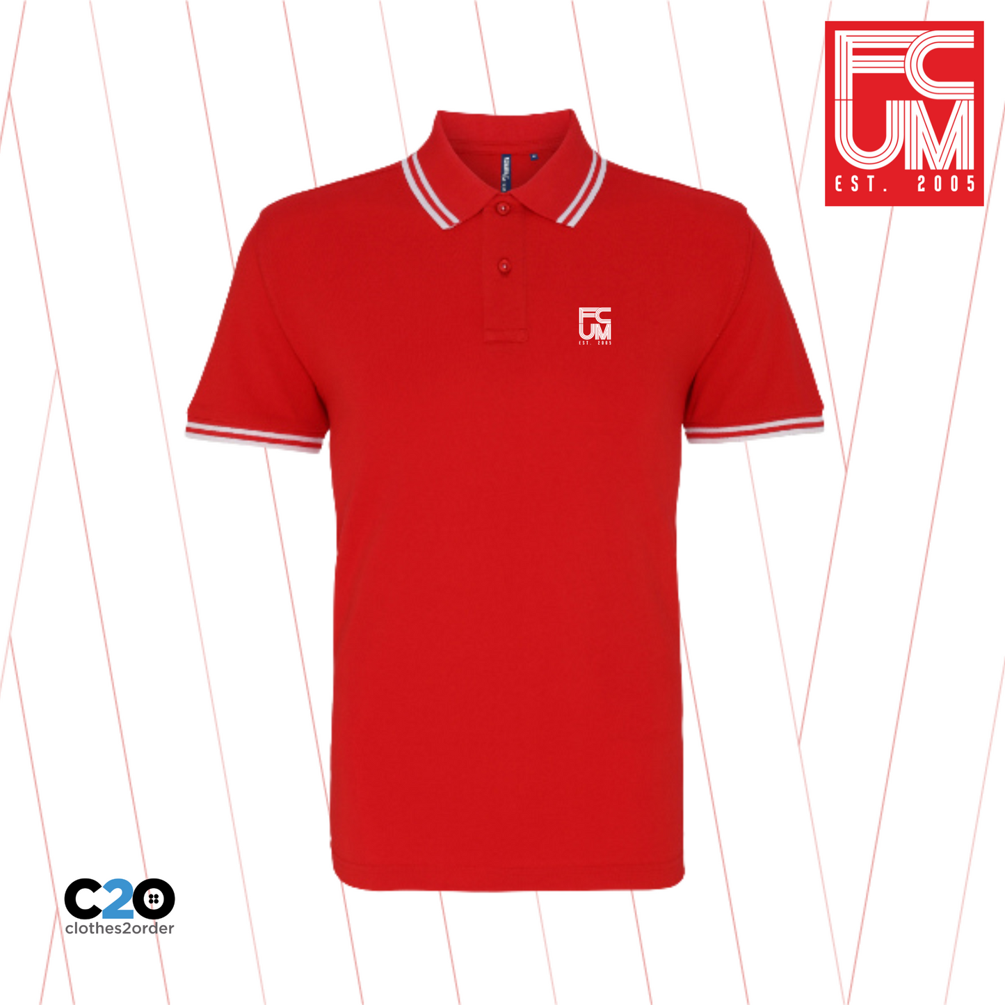 FCUM Classic Terrace Tipped Polo - Red/White