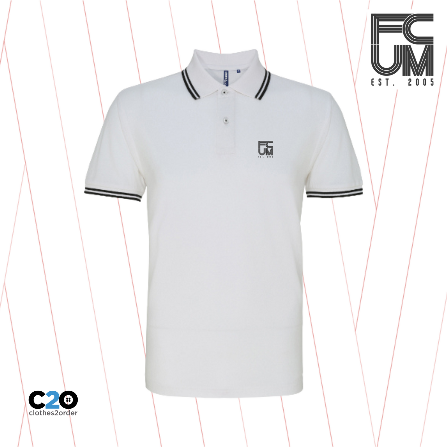 FCUM Classic Terrace Tipped Polo - White/Black