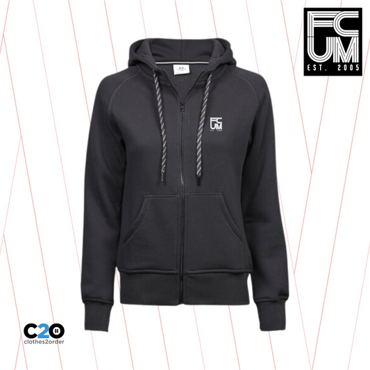 FCUM Ladies Luxury  Casual Full Zip Hooded Sweatshirt - Dark Grey