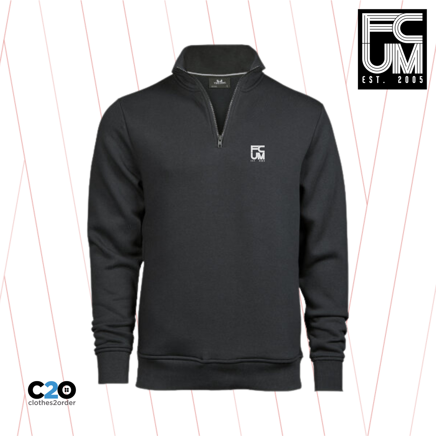 FCUM Luxury Casual Half Zip Sweatshirt - Dark Grey