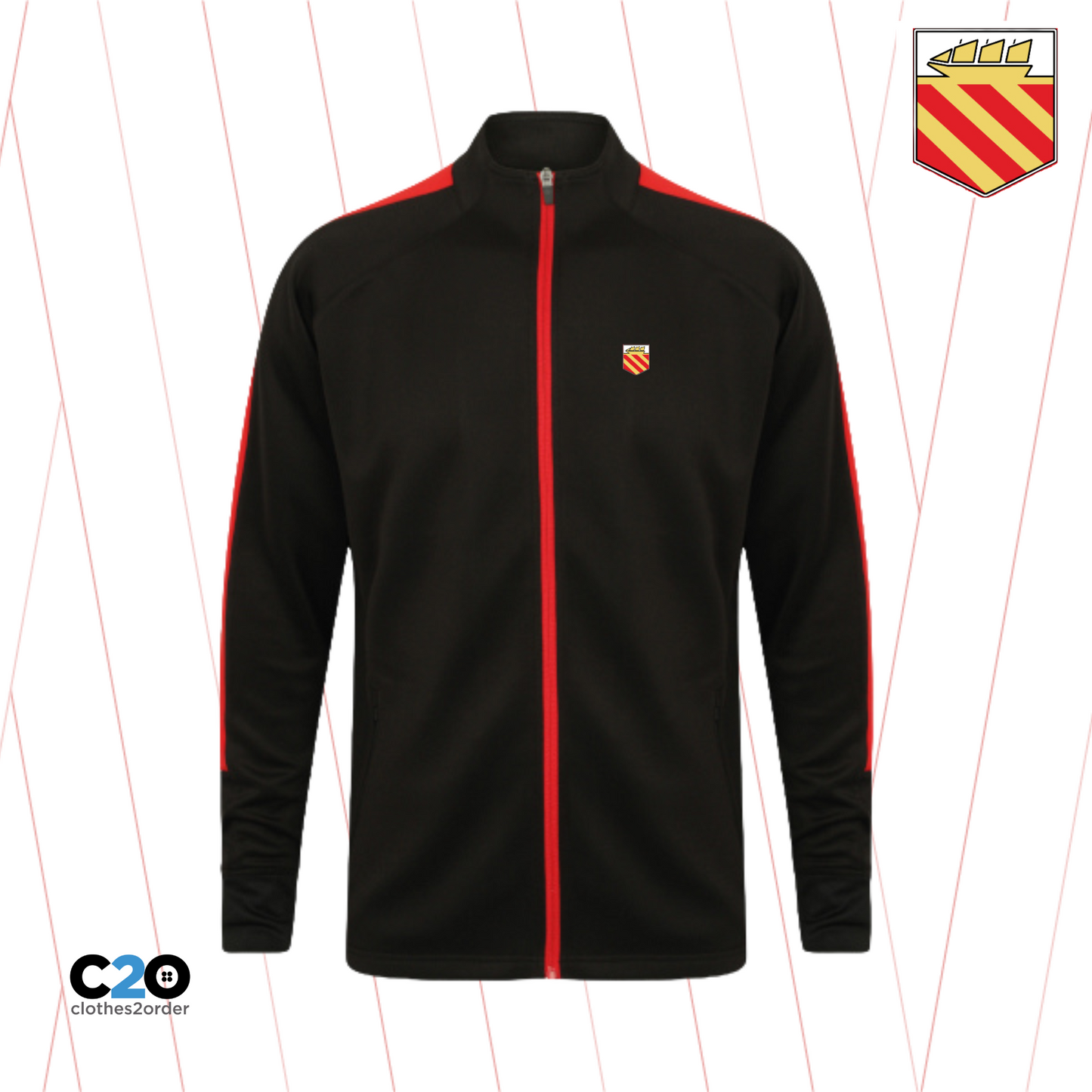 FineBadge Harpurhey Knitted Tracksuit Top - Black/Red