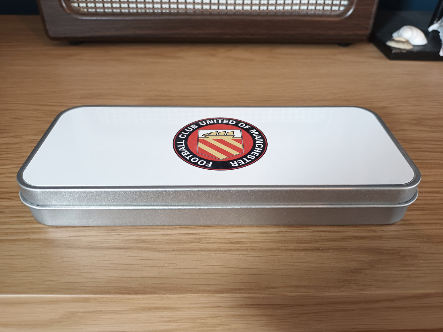 Metal Pencil Tin or Keepsake Box (White)