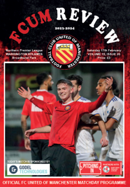 FC UNITED OF MANCHESTER V Warrington Rylands (17th February 2024) -  Match Programme (Physical Copy)