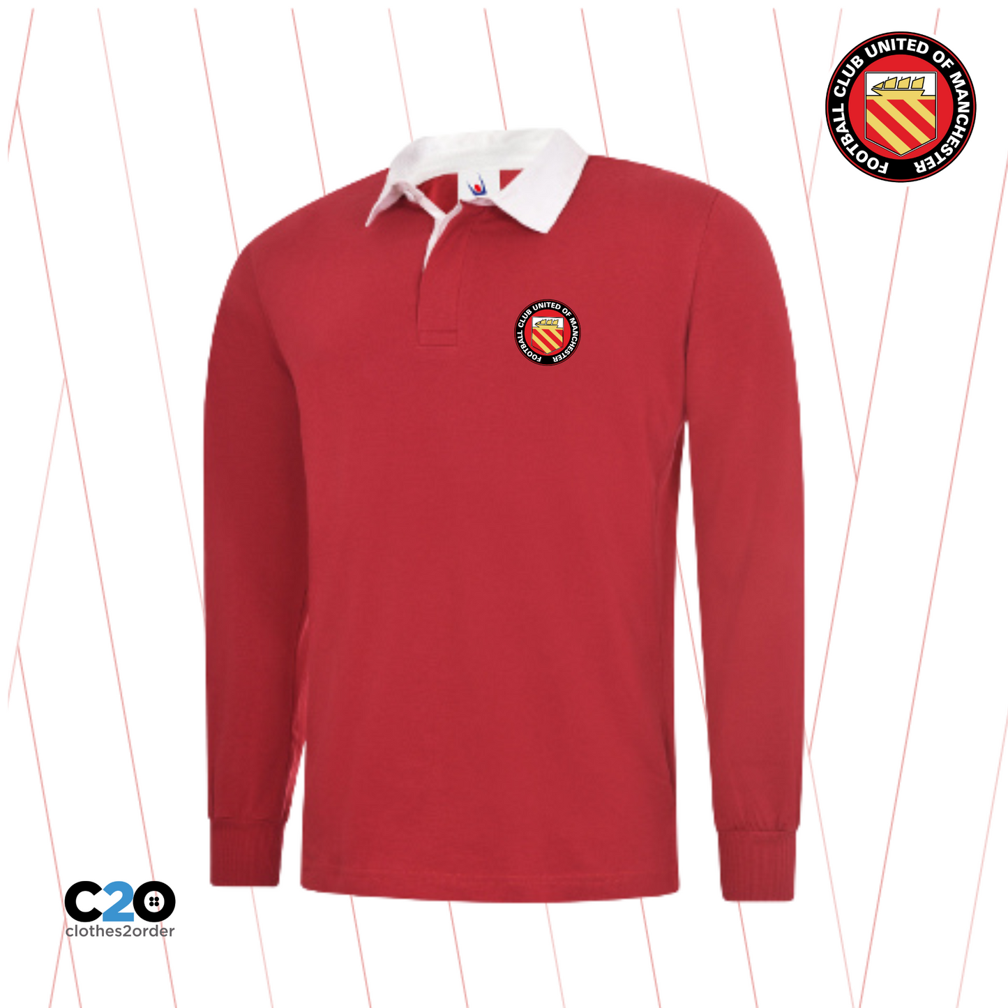 Club Crest Sporting Memories 40s/50s Style Football Shirt - Red/White