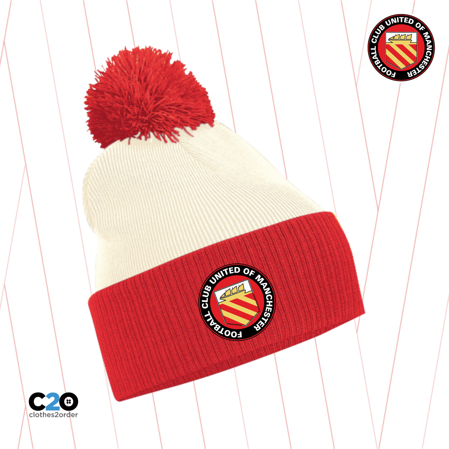 Club Crest Two Tone Stott Beanie - Off White/Red