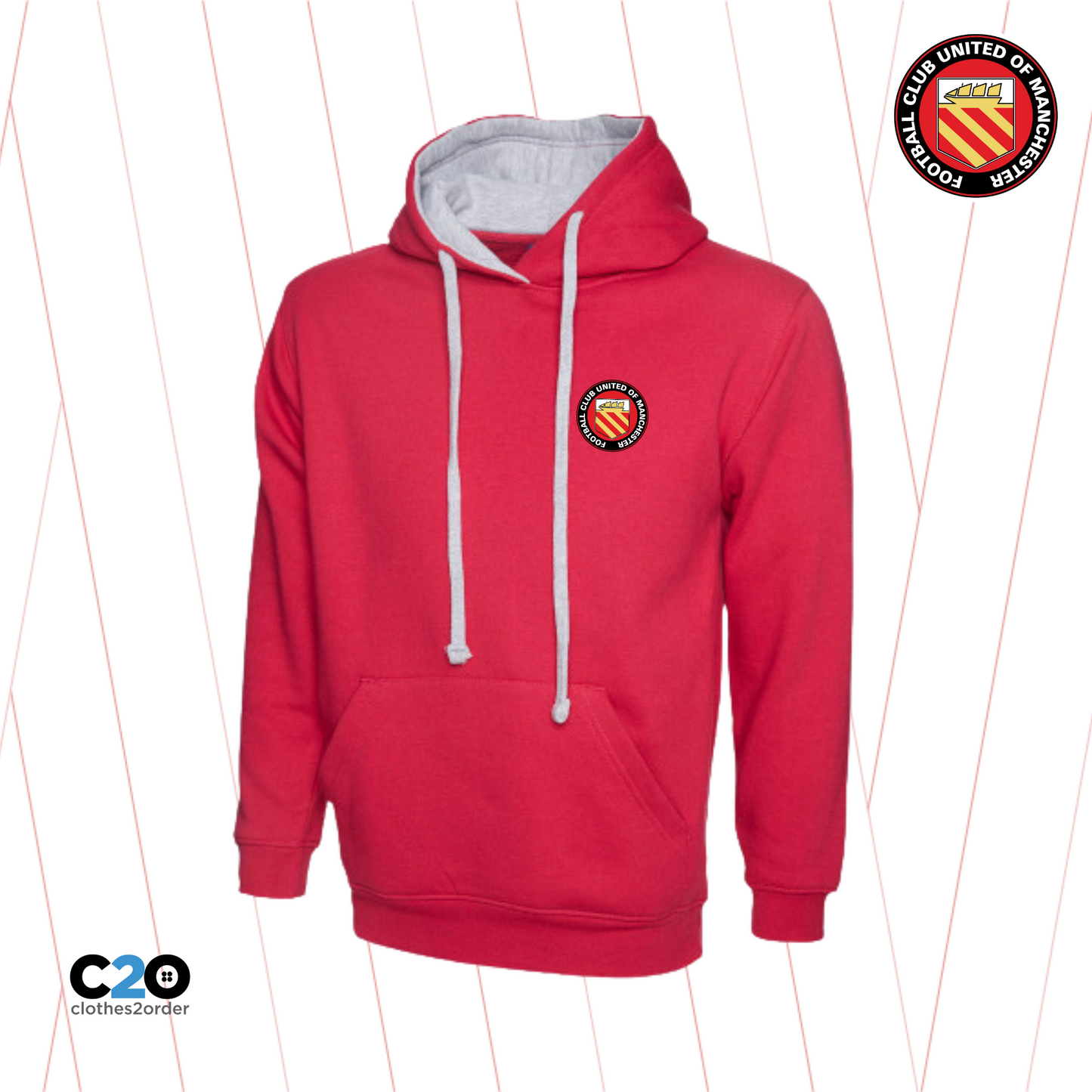 Club Crest Wolfenden Hoodie - Red/Grey