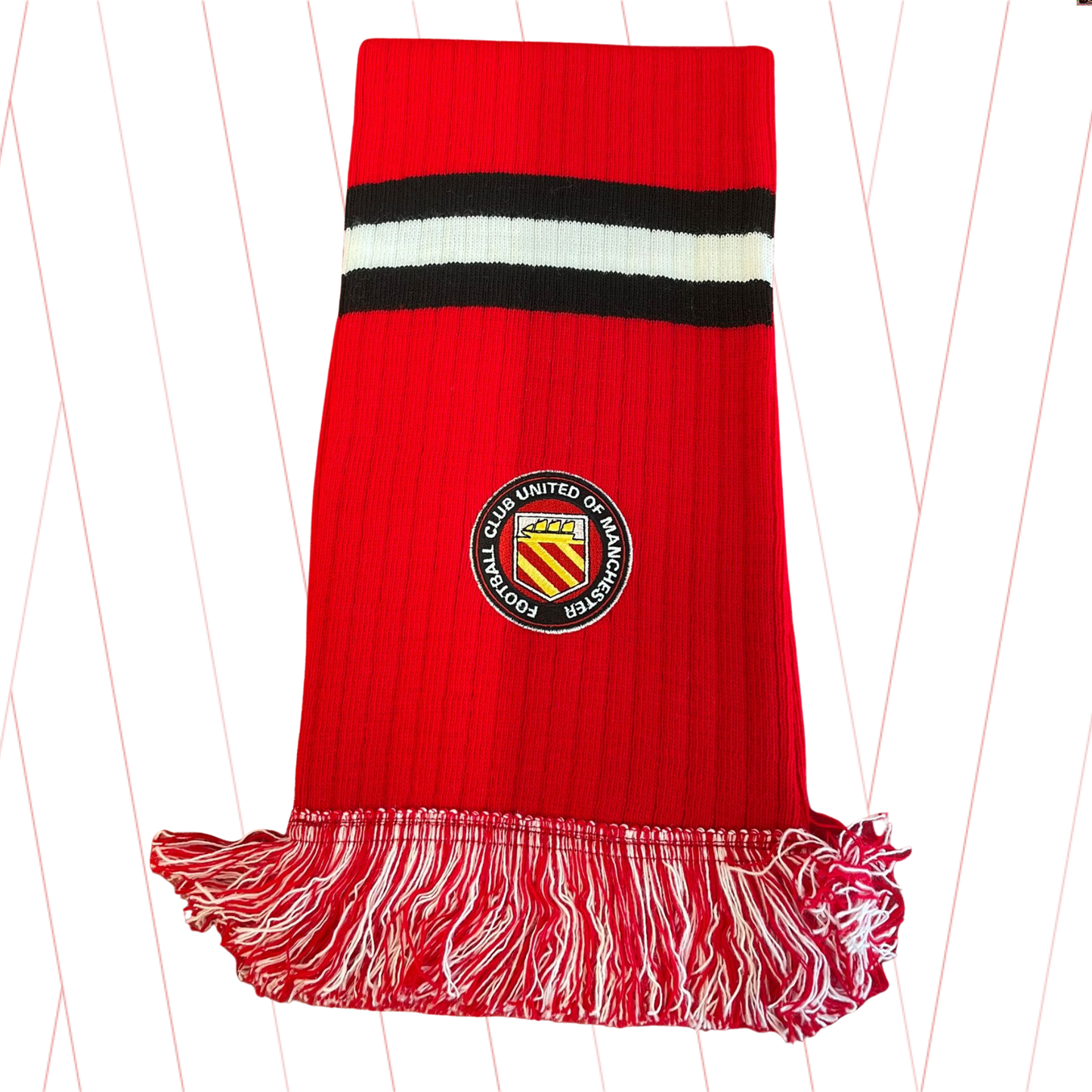 Red Ribbed Bar Scarf