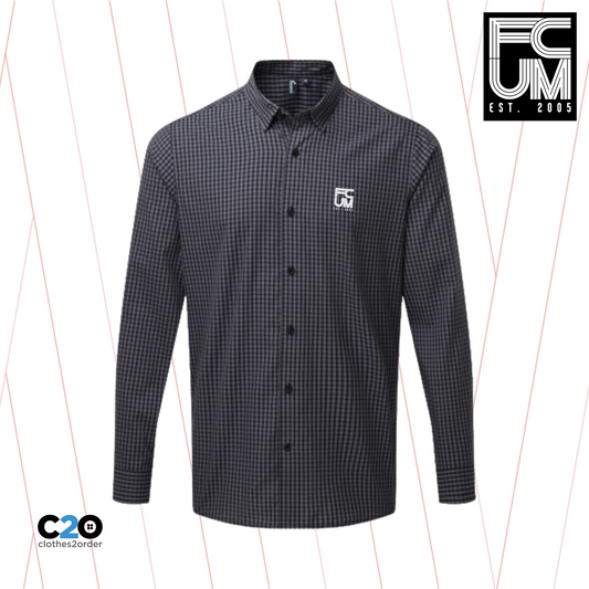 FCUM Smart Casual Long Sleeve Gingham Shirt - Steel/Black