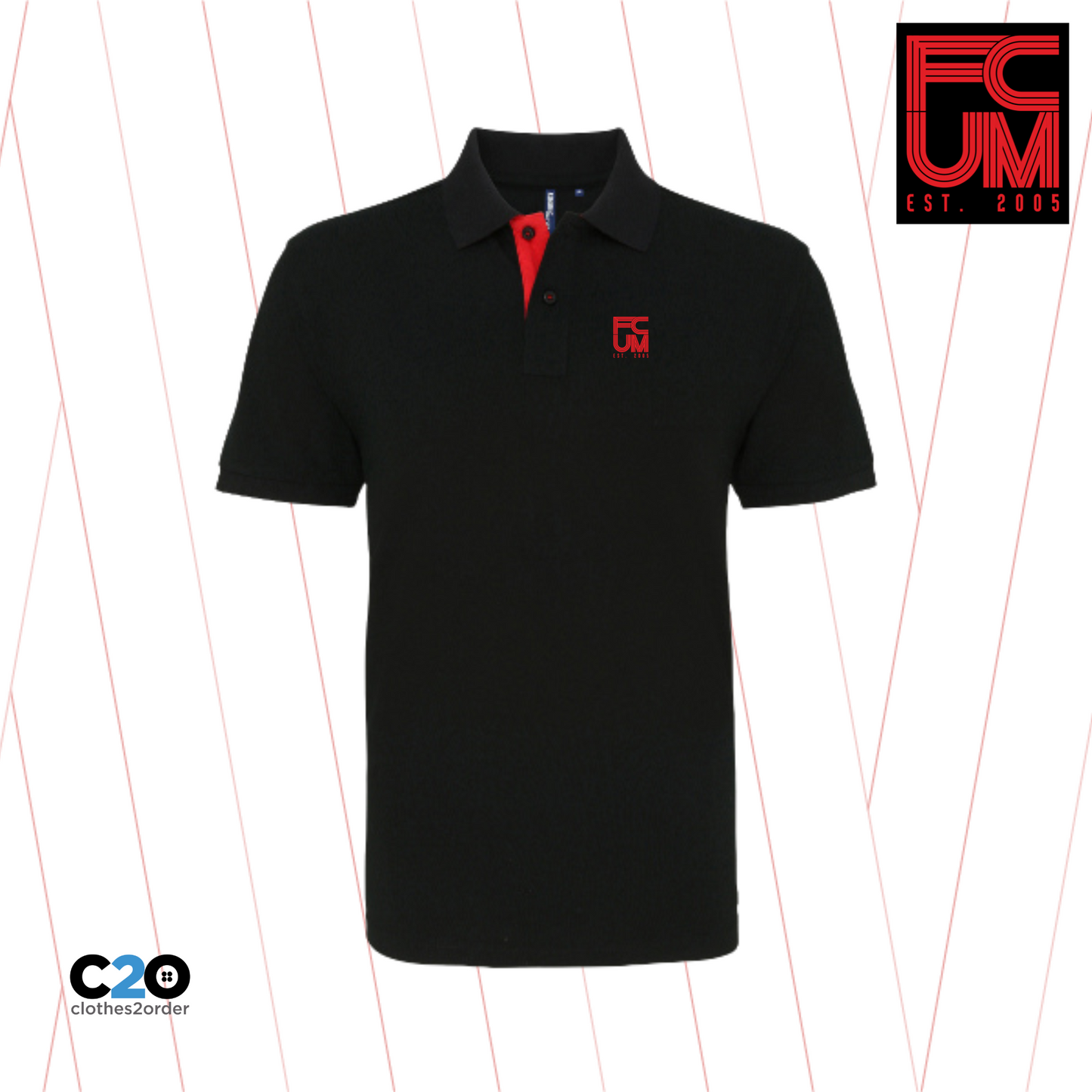 FCUM Classic Terrace Contrast Polo - Black/Red