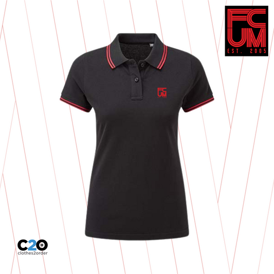 FCUM Ladies' Classic Terrace Tipped Polo - Black/Red
