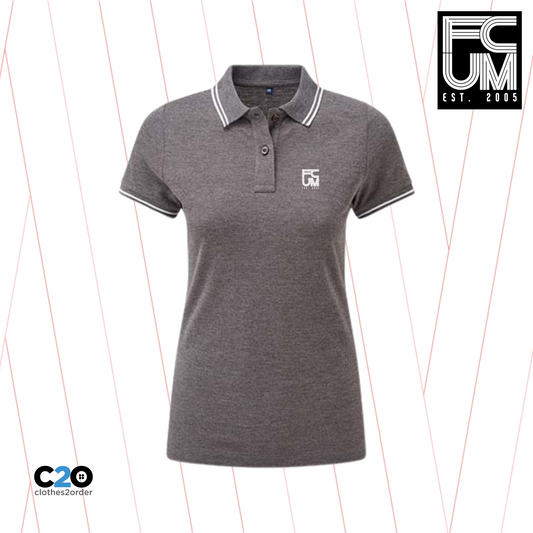 FCUM Ladies' Classic Terrace Tipped Polo - Charcoal/White