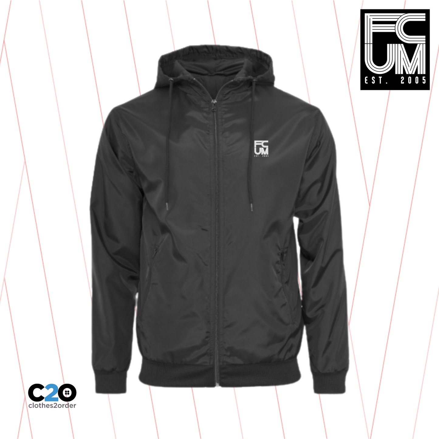 FCUM MiB Wind Runner - Black/Black with White logo