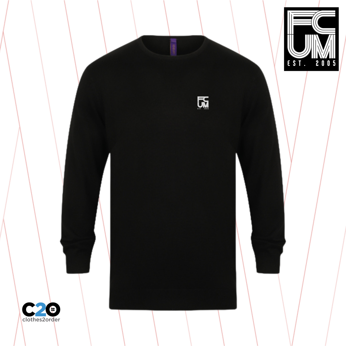 FCUM Placid Crew Neck Jumper - Black with White logo