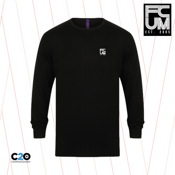 FCUM Placid Crew Neck Jumper - Black with White logo – FC United of ...
