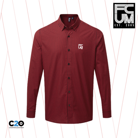 FCUM Smart Casual Long Sleeve Gingham Shirt - Black/Red