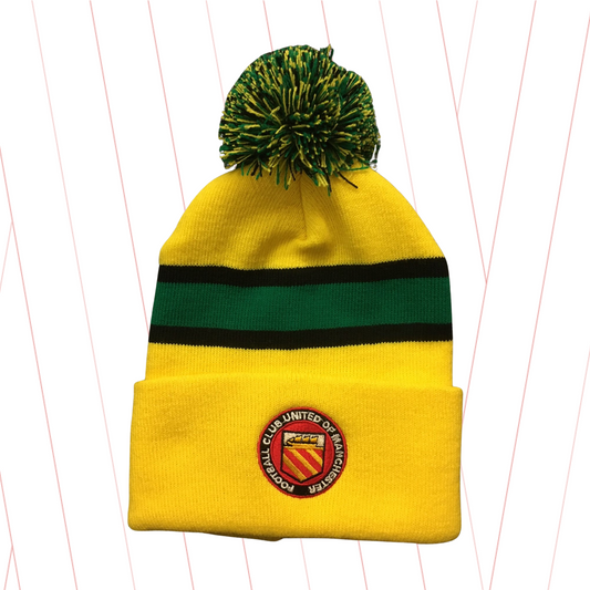 Yellow, Green and Black Knitted Bobble Hat