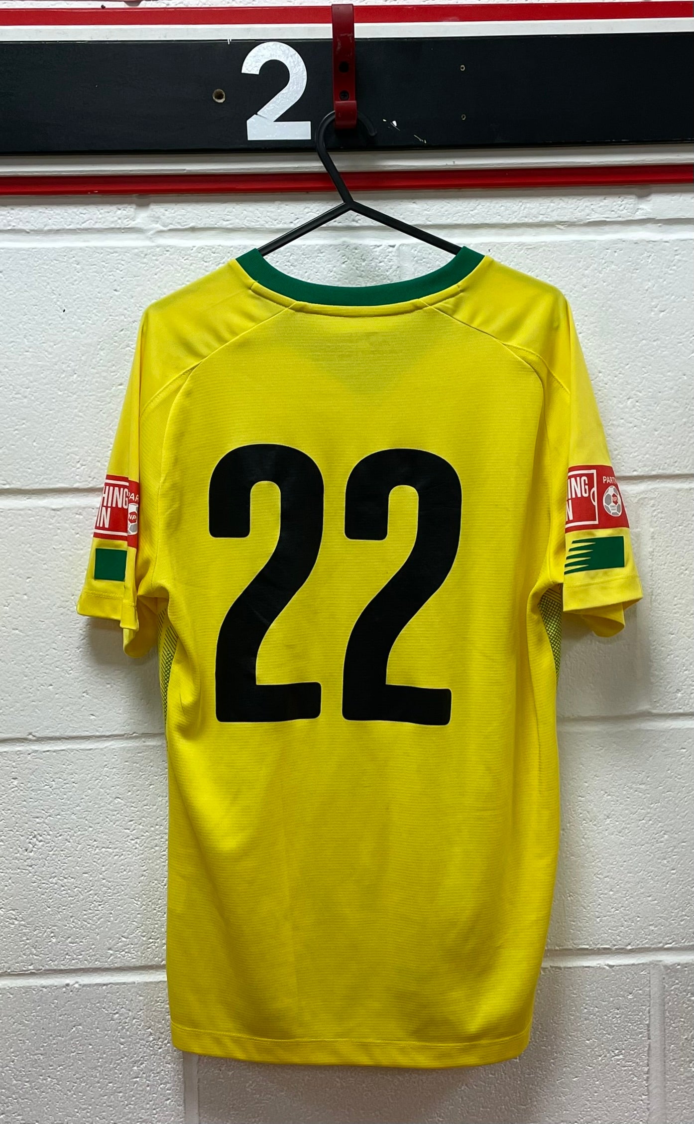 Match Worn Yellow Shirt - Number 22