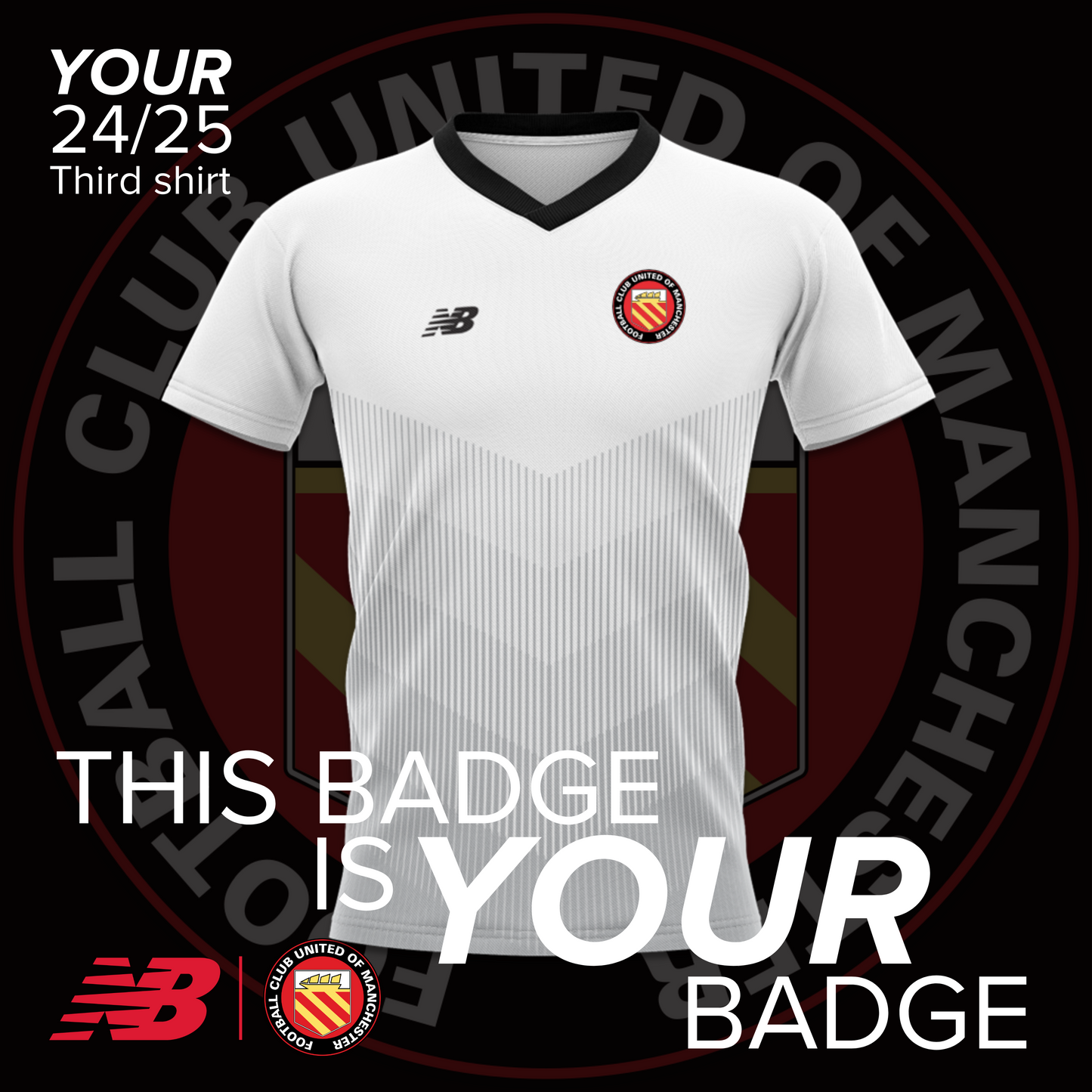 FC United of Manchester White Third Shirt 2024/25 Season - JUNIOR